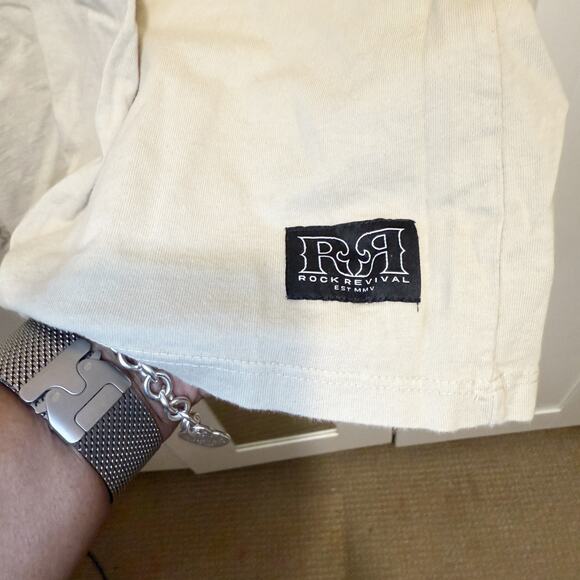 Rock Revival Sand Beige Aaric Graphic Print Short Sleeve T-Shirt Top Mens Size M - Picture 5 of 11